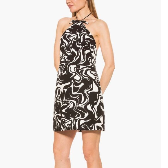 NWT Alexia Admor alter shift black and White abstract mini dress  Size 6 - Picture 4 of 16